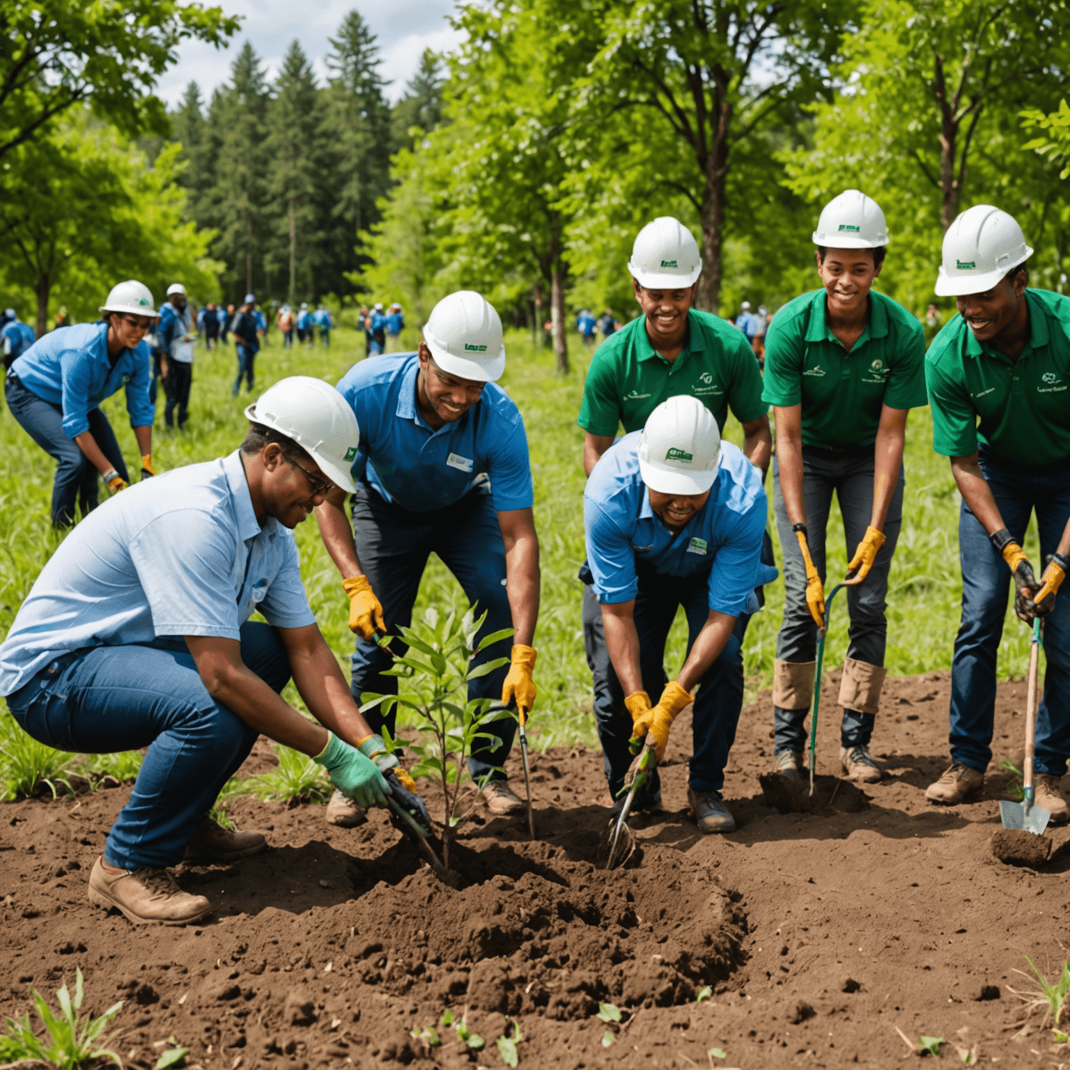 Etisale employees participating in a tree planting event, showcasing our commitment to reforestation and community engagement